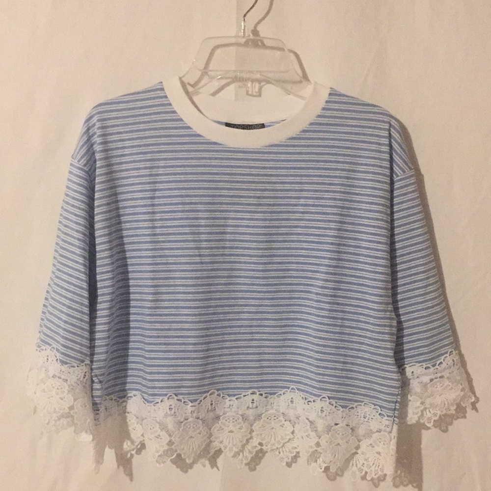 NWT TOPSHOP Lace Cropped Tee